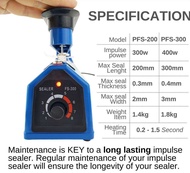 Plastic Impulse Film Sealer Seal Packaging Bungkus Kedap 200mm ( 8 Inch ) / 300mm ( 12 Inch ) / 400m