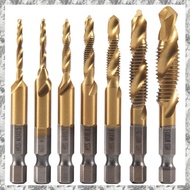 [I O J E] 7Pcs 1/4Inch Hex Shank Titanium Combination Drill and Tap Set Metric Thread HSS M3-M10 Scr