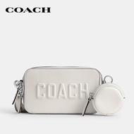 COACH กระเป๋าสะพายข้างผู้ชายรุ่น Charter Slim Crossbody With Coach Graphic CW540 CHK สีขาว