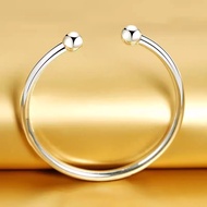 999Silver bracelet for women, pure silver, open design, round bead, smooth surface, solid garlic-sha