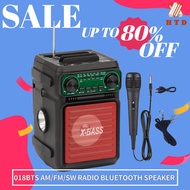 HTD.PH AM/FM/SW 6 Bands Radio Bluetooth Speaker Radio AM018-BTS with USB/Tf Reader and LED Light