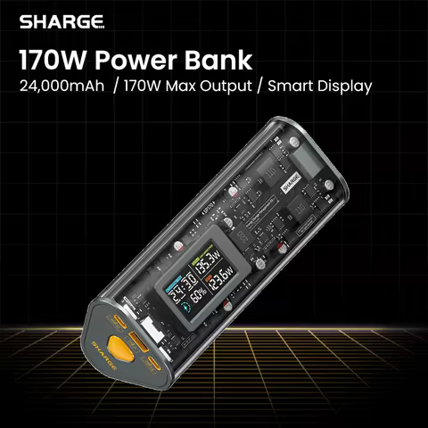 SHARGEEK 24,000mAh Power Bank 170W Max USB-C Fast Charging Battery Pack for MacBook Pro iPhone 16/15