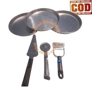 Pizza Pan 3pcs & Bent Pizza Spatula Long Cheese Grater Pizza Cutter Wheels One Set