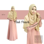 Muslimah Jubah Basic Como Crepe Nursing Friendly (Pink Peach)