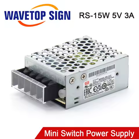 WaveTopSign MeanWell 15W Single Output Switch Power Supply RS-15-5 5V 3A for Co2 Laser Engraving Mac