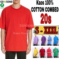 kaos polos katun 20s/combed 20s/size s - xxxl/jumbo/distro/adem - ungu terong m