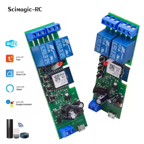 Tuya Smart Home 2CH Wifi Motor Forward Reverse Switch DC 12V 24V 32V 110V 220V,2 Channel Module Rela