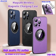 Luxury Colour PU Leather Magsafe Wireless Charge Protect Case for IPhone 15 Pro Max 14 Plus 13 Pro 12 11 Pro Max Glass Lens Film Logo Hole Dustproof Net Shockproof Cover
