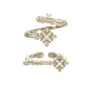 Sanheng Jewelry {Iris Spoon} Titanium Gold Iris Four Flower Ring Set French Retro Jewelry Small Fish