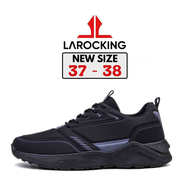 Larocking - Raptor Hitam Polos | Sepatu Sneakers Running Gym Shoes Sport