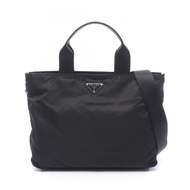 【二手】Prada PRADA VELA 2WAY 黑色尼龍三角 Logo 兩用手袋 女款