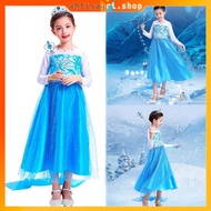 【MANILA Delivery】Frozen Elsa Costume Dress for Kids Girls Birthday Costume For Baby Girl 3-6-10 Year