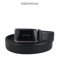 OBERMAIN Mens Belt / 35MM Automatic Buckle / Leather / Black / OBB360L9-C1