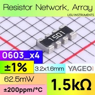 1.5k 0603x4 8P4R ±1% Array Resistor Network 1501 1K5 YAGEO YC164-FR-071K5L