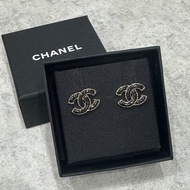 Chanel 香奈兒 雙C耳環 黑色琺瑯耳環