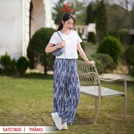 Áo thun nữ CARDINA chất cotton kiểu dáng cổ tròn kèm họa tiết thêu ngực 5ATC18