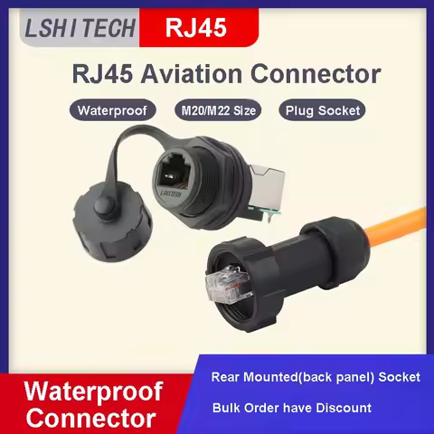 LR20 Male Plug Female Socket LAN Cable Ethernet RJ45 Connector Network Welding Wire Signal Adapter f