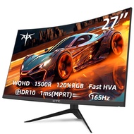 27 inch Curved WQHD Gaming Monitor, 165Hz 1ms MPRT, 2K 1440P 144Hz Monitor, 1500R HVA Display, FreeS