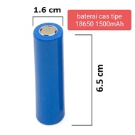 Baterai cas biru polos tipe 18650 1500mAh / baterai senter taktikal / baterai microphone / baterai powerbank cas 18650