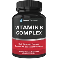 Vitamin B Complex Vitamins B12, B1, B2, B3, B5, B6, B7, B9, Folic Acid - Super B Complex Vitamins fo