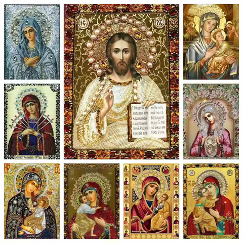 Religion Mary The Virgin Needlework Icon New Collection 5d Diamond Painting Stitch Mosaic Art Hobby 