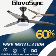 [FREE INSTALLATION]GlovoSync DC Motor Smart Wifi Ceiling Fan 6 Speed Selection with 3 Tone LED and Remote