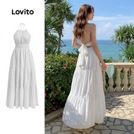 Lovito Boho Women's Plain Tiered Layer Dress L133AD055