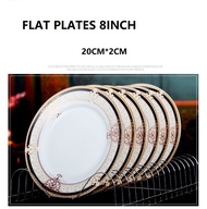 8Inch Dinner Flat Plate Set Total Tableware Bone China Ceramic Plate Porcelain Dinnerware Plates Set Dishes