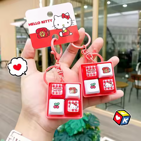 Hello Kitty Keyboard Keychain Stress Relief Keyboard Keyring Kitty Fidget Toys Click Keychain Bag Ac