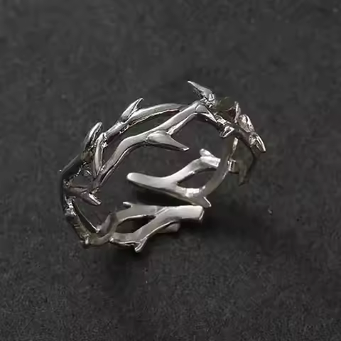 Vintage Ins Style Adherence Men's and Women's Rings with Branches, Thorns, Couples' Ring Gifts, Fash