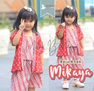 MIKAYA Baju Setelan Seragam Batik Anak TK SD SMP 1-13 Tahun Model Kebaya Jumputan Anak Perempuan War