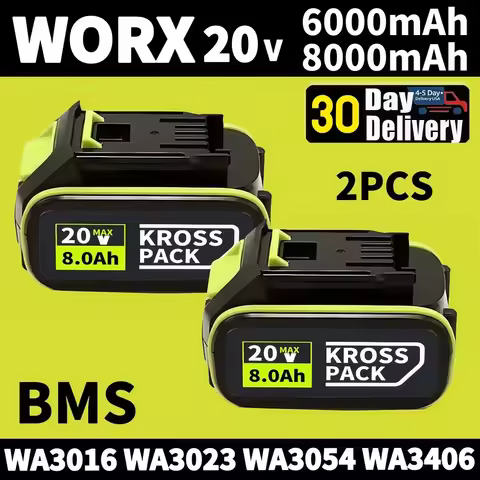 20V 6.0Ah & 8.0Ah WA/WX Tools Battery, 3H Fast Charge with LED Display & 5 Protections, Compatible W