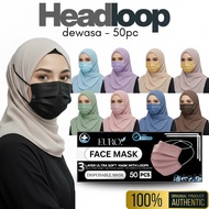 [SIRIM HEADLOOP] Headloop  Face Mask 50pcs Floral Ombre Mask 50pcs Dewasa Hijab Mask