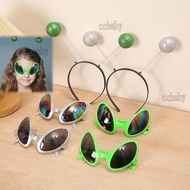 2Pcs Halloween Alien Funny Glasses Multi-colored Frames PROM Party Sunglasses Alien Headband Birthda