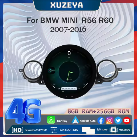 For BMW Mini Cooper R56 R60 2007-2016 GPS Android 15 Auto Carplay Car Navigation Stereo Multimedia P