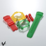 (Vcustom) G-9300 MUDMAN MATTE " RASTA " BAND AND BEZEL WATCH STRAPS