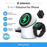 3-in-1 15W Wireless Magnetic Charging Station for iPhone, AirPods, iWatch, Includes 30W Charger