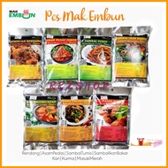 Pes Mak Embun Asam Pedas Johor, Rendang, Sambal Ikan Bakar, Sambal Tumis, Kari Daging dan Ayam, Masa