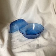早期藍色雕花玻璃碗