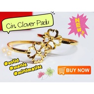 Wing Sing Genuine Clover Leaf Ring Fashion Solid Gold 916/916 Gold Clover Ring Enzelheart Ivorigrowkepfinger