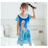 【READY STOCK MSIA】1-12yr old Girl Pajamas Frozen Elsa Sleep Dress / Baju Tidur Pajamas Princess Elsa