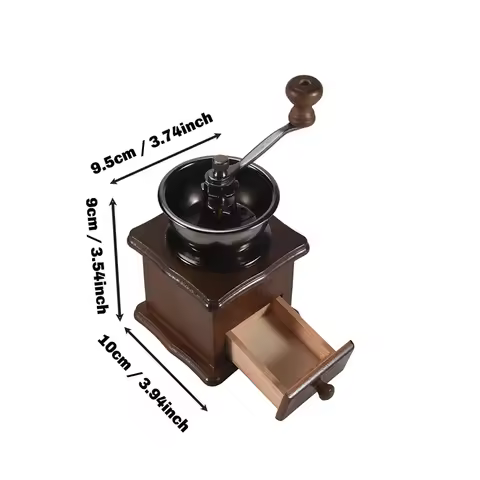 【Electronic-Accessories】3X Manual Coffee Grinder Wood / Metal Hand Mill Spice Mill (Wood Color)