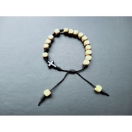 G1040 8MM WOODEN ROSARY BRACELET CATHOLIC CROSS BRACELET