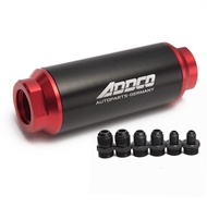 Universal Car Racing In-Line Fuel Oil Filter With AN10 AN8 AN6 Fittings Adapter Black & Red 40 Micro