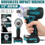 18V 1/2 inch 620Nm Cordless Drill Brushless Impact Wrench For Makita Battery