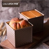 [READY STOCK MSIA] CHEFMADE SQUARE LOAF PAN non-stick slide lid corrugated plain toast box bread toast 250g low sugar