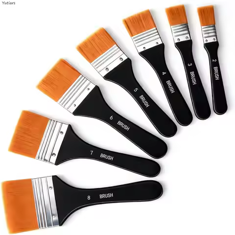 7pcs Flat Artist Paint Brush Large Wash Brushes Set for Gesso Varnishes Acrylic Watercolor Painting 