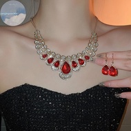 YANGWEN Jewelry Set Fashion Metal Sparkle Diamond Necklace Earring Set For Woman Party Jewelry .