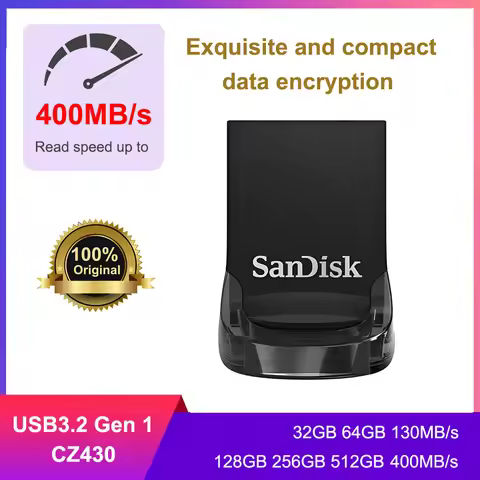 SanDisk Ultra Fit USB 3.2 Flash Drive 32GB/64G/128G/256GB/512GB Shockproof encrypted mini computer, 