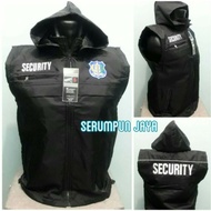 HITAM Blue LOGO SECURITY VEST JACKET - FULL EMBROIDERED PARACHUTE BLACK SECURITY VEST JACKET